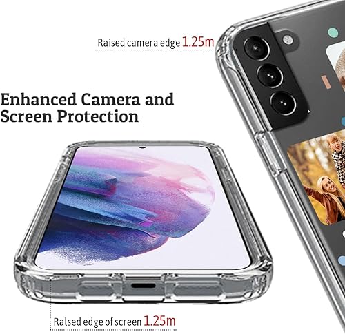 Vista 4 de Funda transparente 3 en 1 diseñada para teléfono Galaxy S21, Plus/Ultra/FE 5G Samsung, capas protectoras híbridas [protector de pantalla] Borrar 05