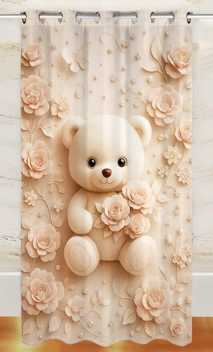 - Teddy Bear Design Digital Printed 7 Feet Polyster Window Curtain for Kids Room Bedroom & Living Room Decor Parda Set of 1 Piece (4 X 7 Feet)