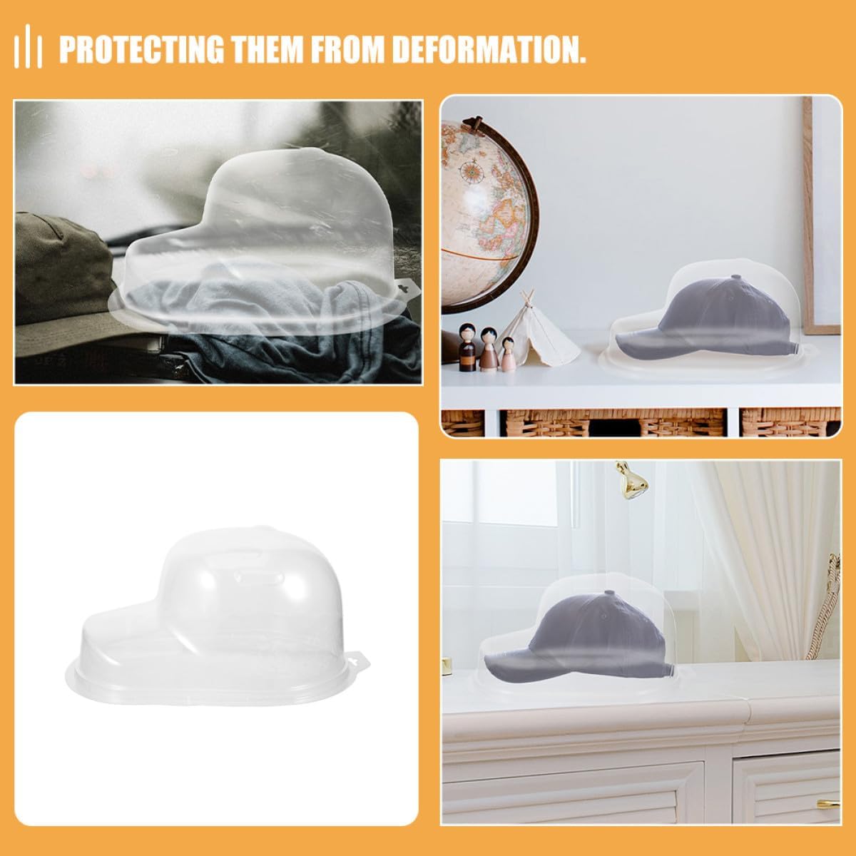Hemoton 3pcs Lightweight Portable Plastic Baseball Cap Box with Curved Brim and Elegant Design, Home Hat Holder and Shop Hat Storage Rack for Travel and Display