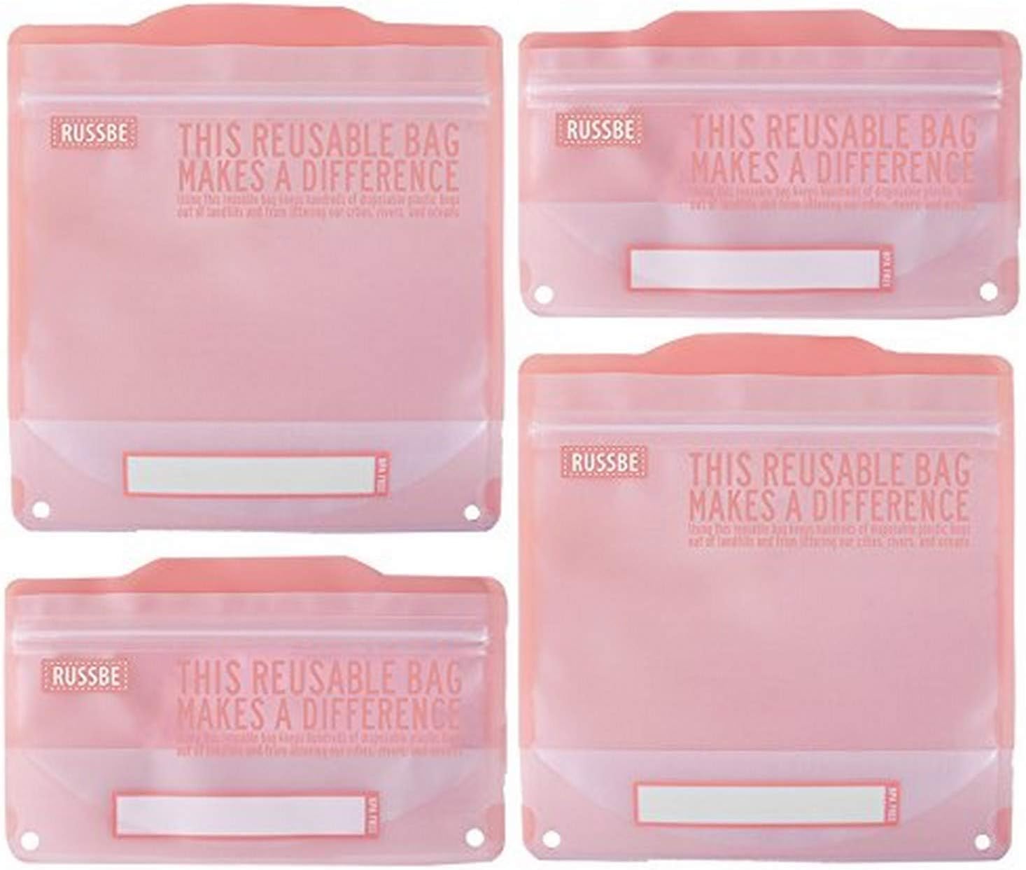 Russbe   Lunch   Systems , Reusable Snack and Sandwich Bags, Pink Statement
