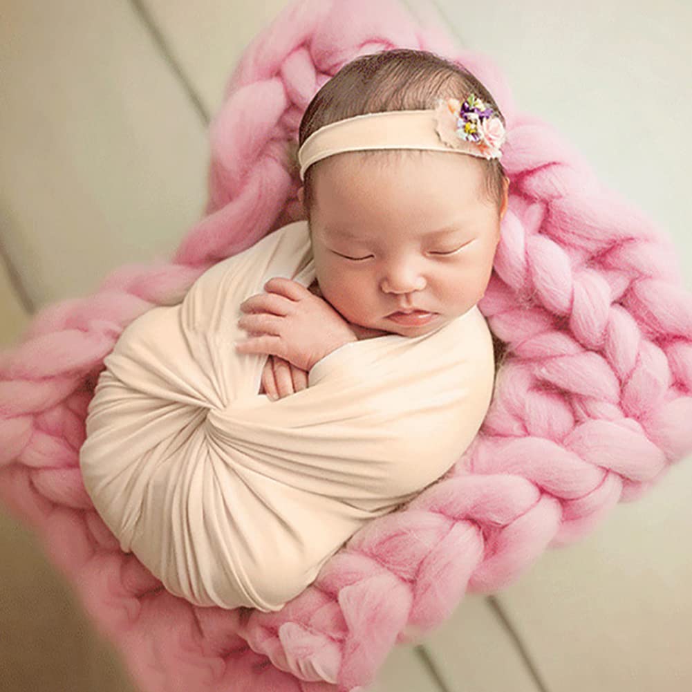 Écharpe Emmaillotage Nouveau-Né Rose – Stretch Wrap Photo Prop Bébé 160x40 Cm, Doux Coton