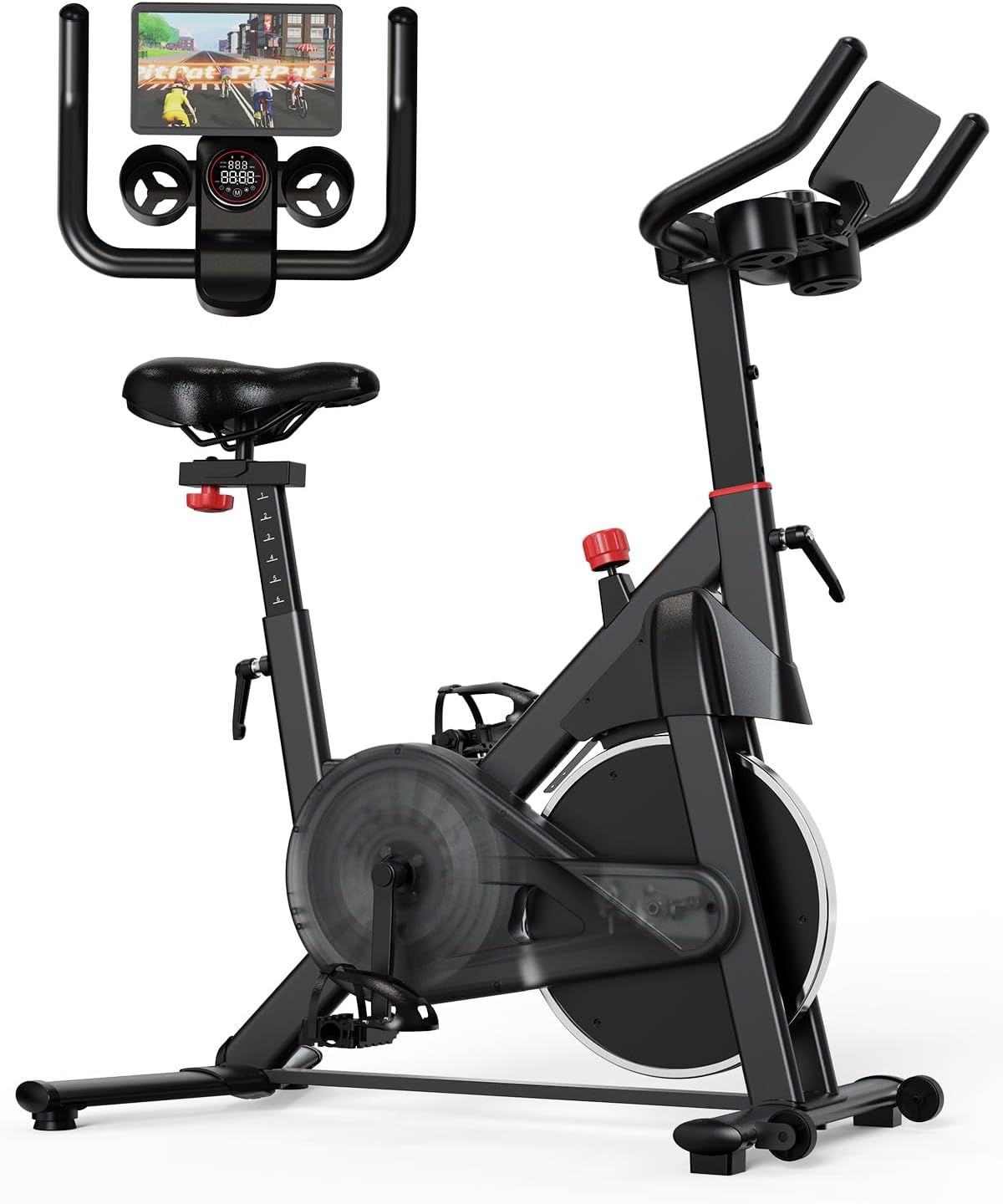 Superun Exercise Bike with 32-Level Magnetic Resistance, 300LBS Capacity, Comfortable Seat, LED Display