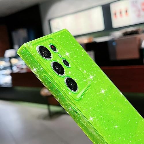 Miniatura 5 de MINSCOSE Funda compatible con Samsung Galaxy S22 Ultra, bonito color neón brillante, con purpurina, delgada, delgada, a prueba de golpes, funda de
