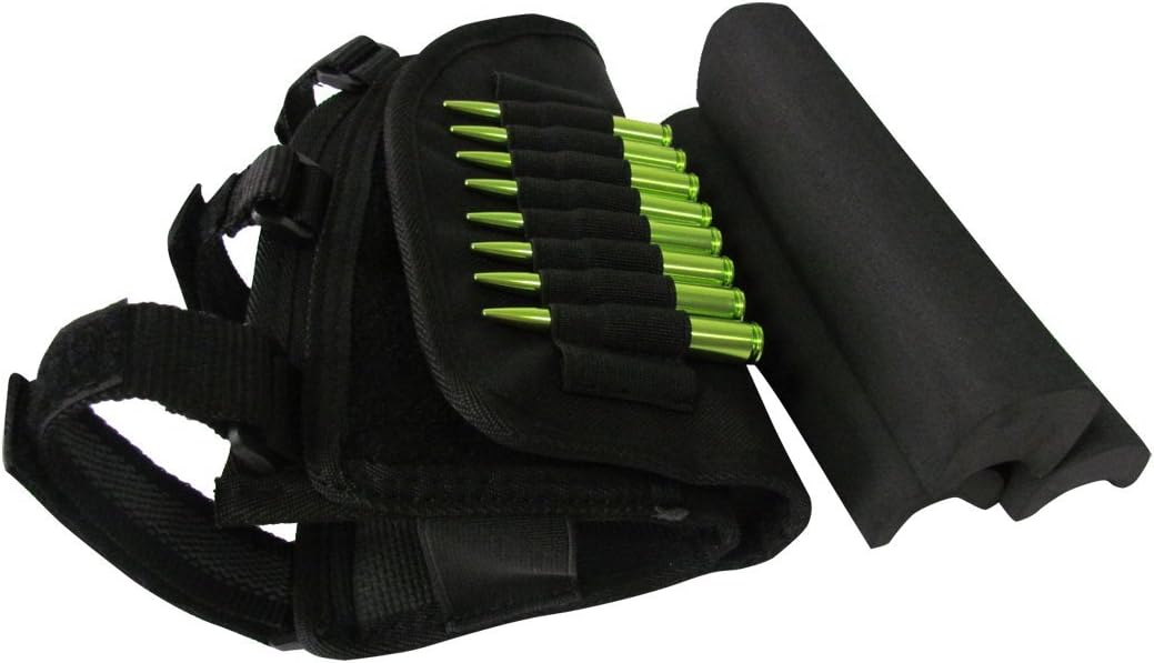 TOURBON Hunting Shooting Right Side Rifle Cartridge Holder Buttstock Cheek Rest -Black