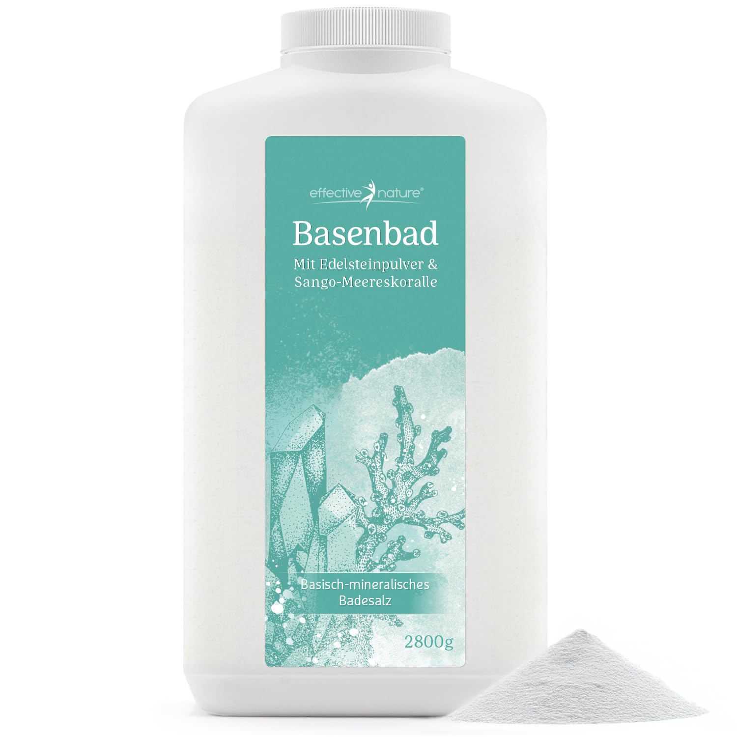 effective nature Basenbad - basisches Badesalz mit Sango-Meereskoralle & Edelsteinpulver - ergiebiger Badezusatz fürs Vollbad, Sitzbad & Fussbad - Wellness & Regeneration nach dem Sport - 2800 g | ergiebiger Badezusatz fürs Vollbad, Sitzbad & Fussbad mit
