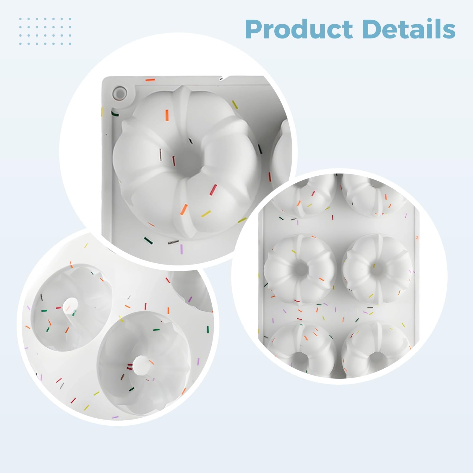 Lot de 2 moules mini bundt cake en silicone, moule de cuisson à 6 cavités pour mini gâteaux cannelés, design citrouille pour Pâques, mousse, gelée, dessert, bonbons, 27,5 x 17 x 4 cm
