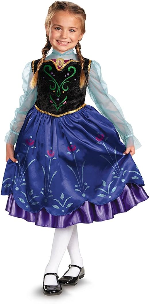 Amazon.com: Disguise Disney Frozen Anna Deluxe del disfraz de la Niña,  Vestido, Un solo color : Ropa, Zapatos y Joyería