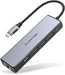 LENTION USB C Hub avec Gigabit Ethernet, 4K HDMI Produit, et 3 USB 3.0 Compatible 2022-2016 MacBook Pro 13/15/16, Nouveau Mac Air & Surface, Chromebook, Plus, Adaptateur de pilote stable (CB-C25, Bleu)