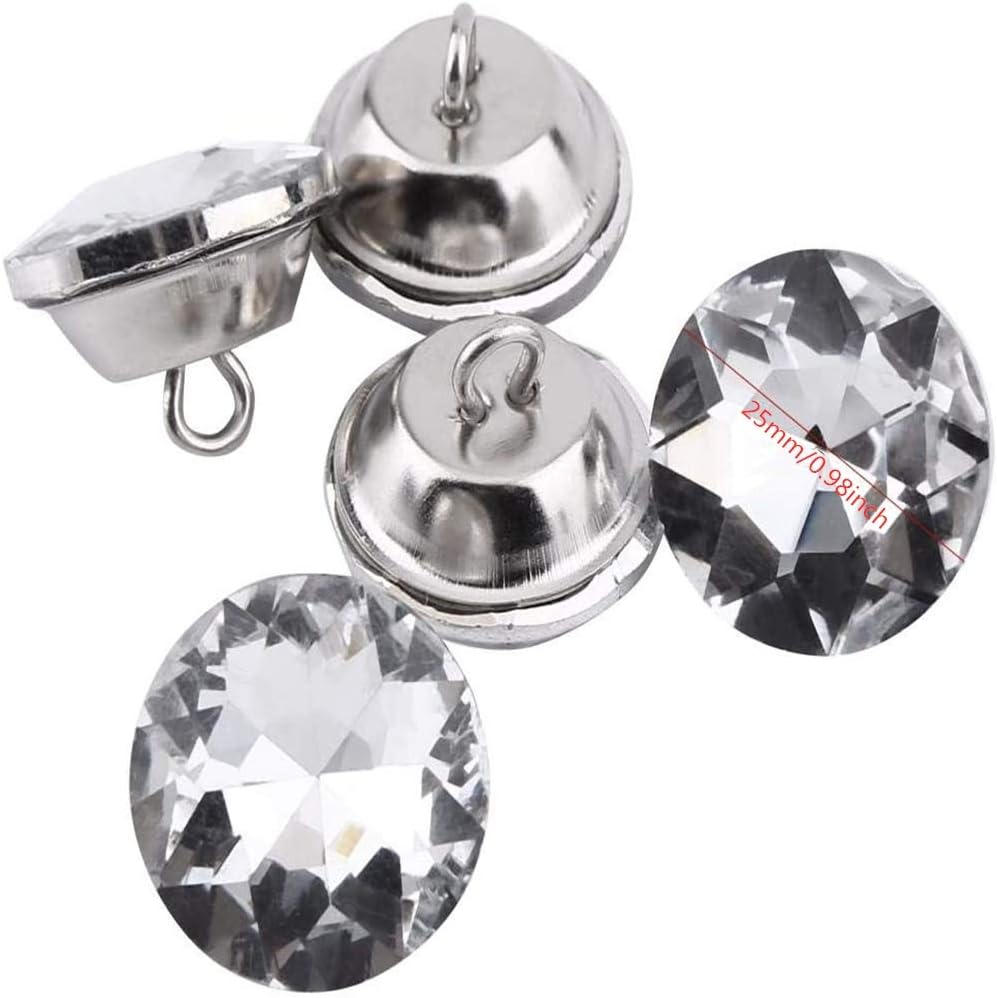 50pcs Buttons Rhinestone Crystal Buttons Bright Craft Decoration Buttons for Bags Shoes Dress Wedding Party (25mm)