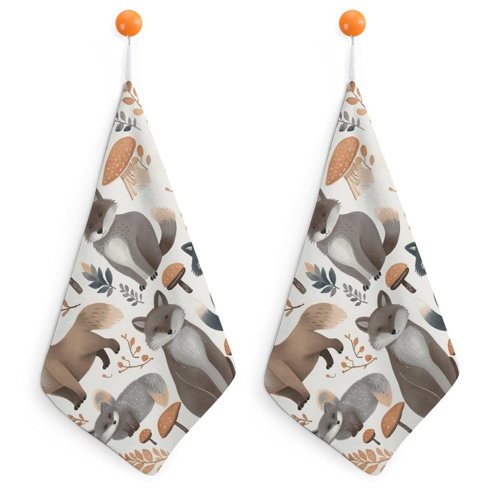 VstaDank Woodland Raccoon Animals Washcloth with Hanging Loop Quick Dry Microfiber Hand Towel Highly Absorbent Wash Cloth Reusable Makeup Remover Cloth Soft Feel Fingertip Towel for Bathroom