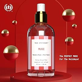 Muse Apothecary Pillow Ritual - Aromatic, Calming and Relaxing Pillow Mist, Linen and Fabric Spray, Infused with Natural Essential Oils - Great Valentine\'s Day Gift - 8 oz, Mandarin Ros + Pink Pomelo