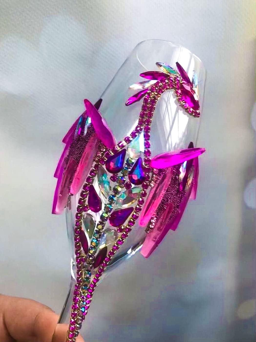 Fuchsia Pink Dragon Wedding Toasting Glass for Wedding Decor