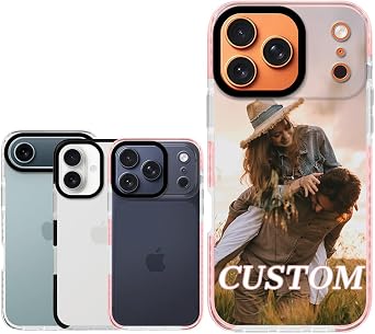 Personalized Phone Case for iPhone 17/Air/17 Pro/17 Pro Max, Anti-Scratch Soft Shockproof Protection Customized Photo Text Case for iPhone, Friend Family Birthday Gift Present, Black White Pink