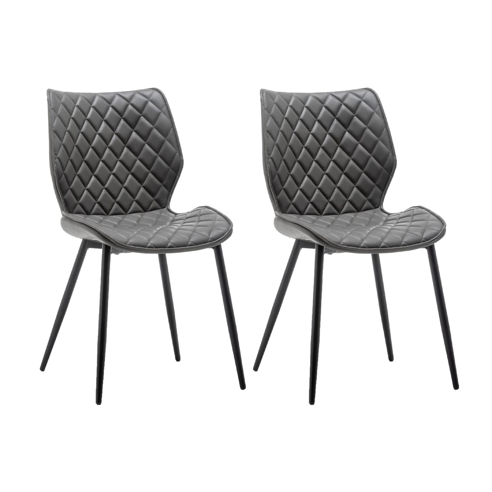 Chaise de salle à manger lot de 2 en cuir et pieds métal pour salon et bureau