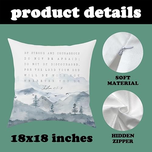 Miniatura 2 de Fundas de almohada decorativas de motivación cristiana de 18 x 18 pulgadas, fundas de almohada para sofá, afirmación de versículos bíblicos,