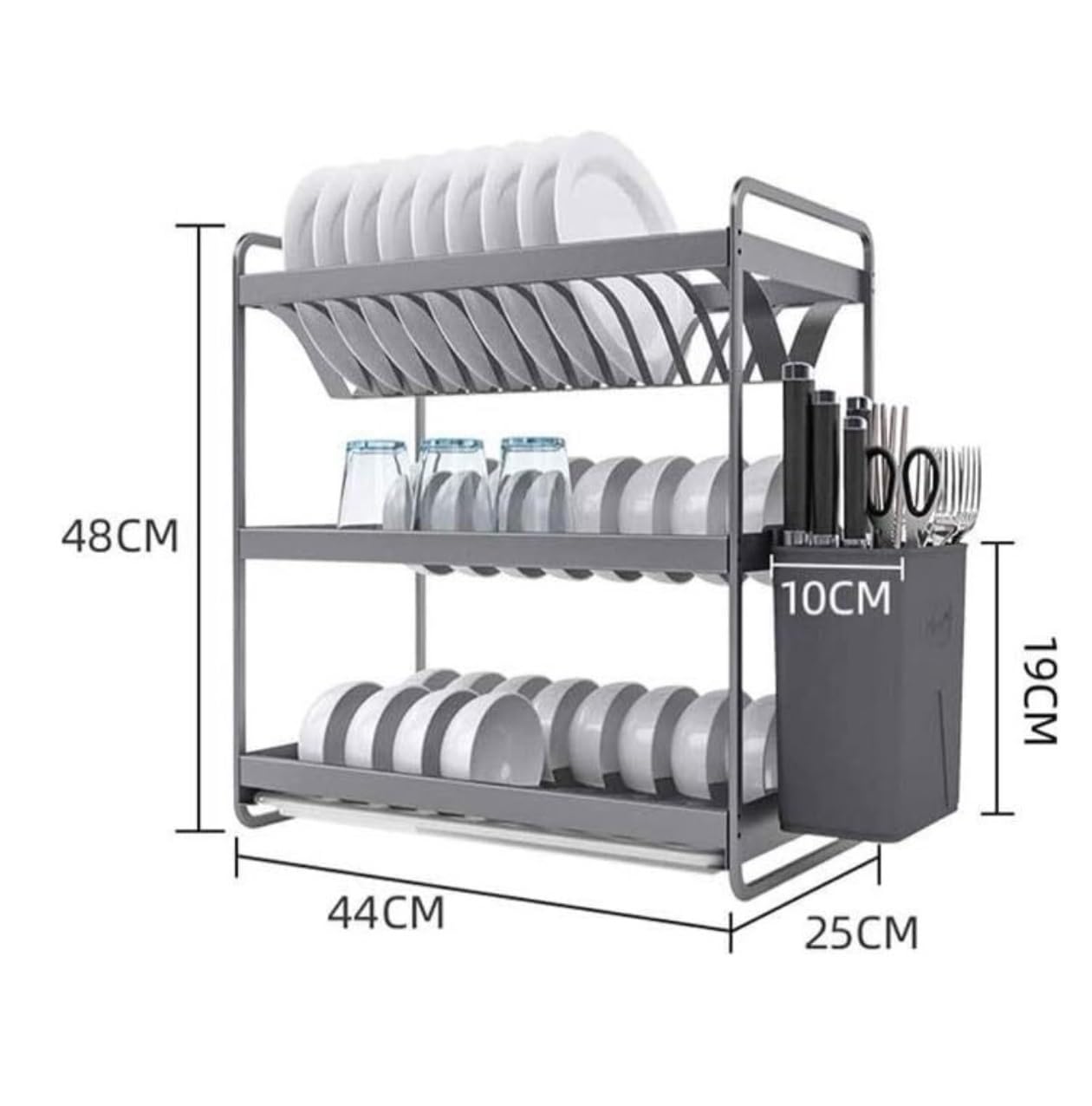 Escurreplatos, Rejilla escurridora Estante De Secado Multifuncional 3 Capas con Escurridor Extraíble Fregadero Cocina Espacio Aluminio Soporte para Platos