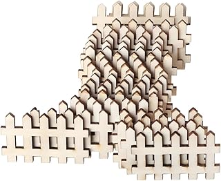 25Pcs Wooden Fence Embellishment, Fence Shaped Wooden Scrapbooking, Cutouts Wood Ornament for Crafts