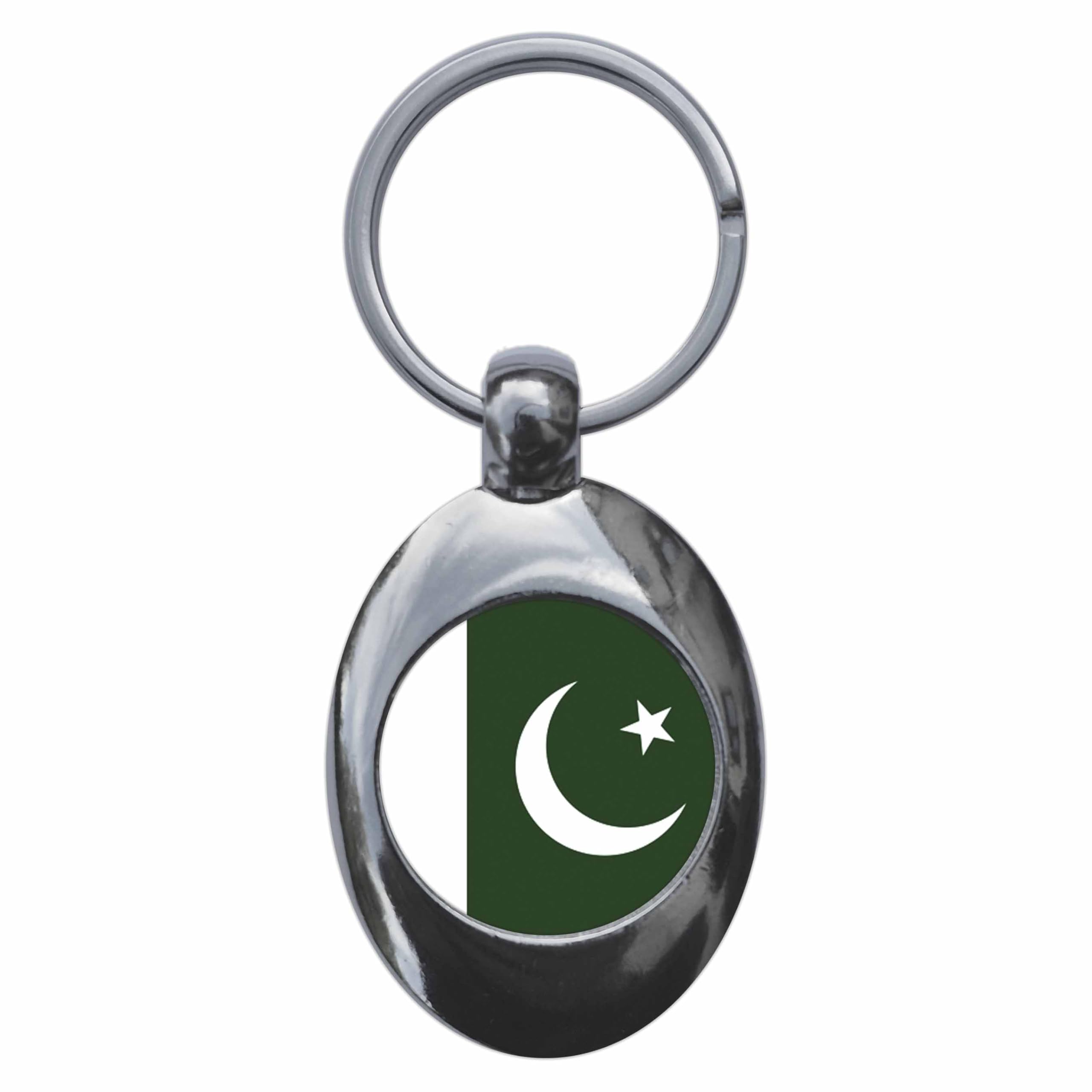 Ozorath Pakistan National Flag Keyring Keychain Key Ring Chain With Trolley Coin