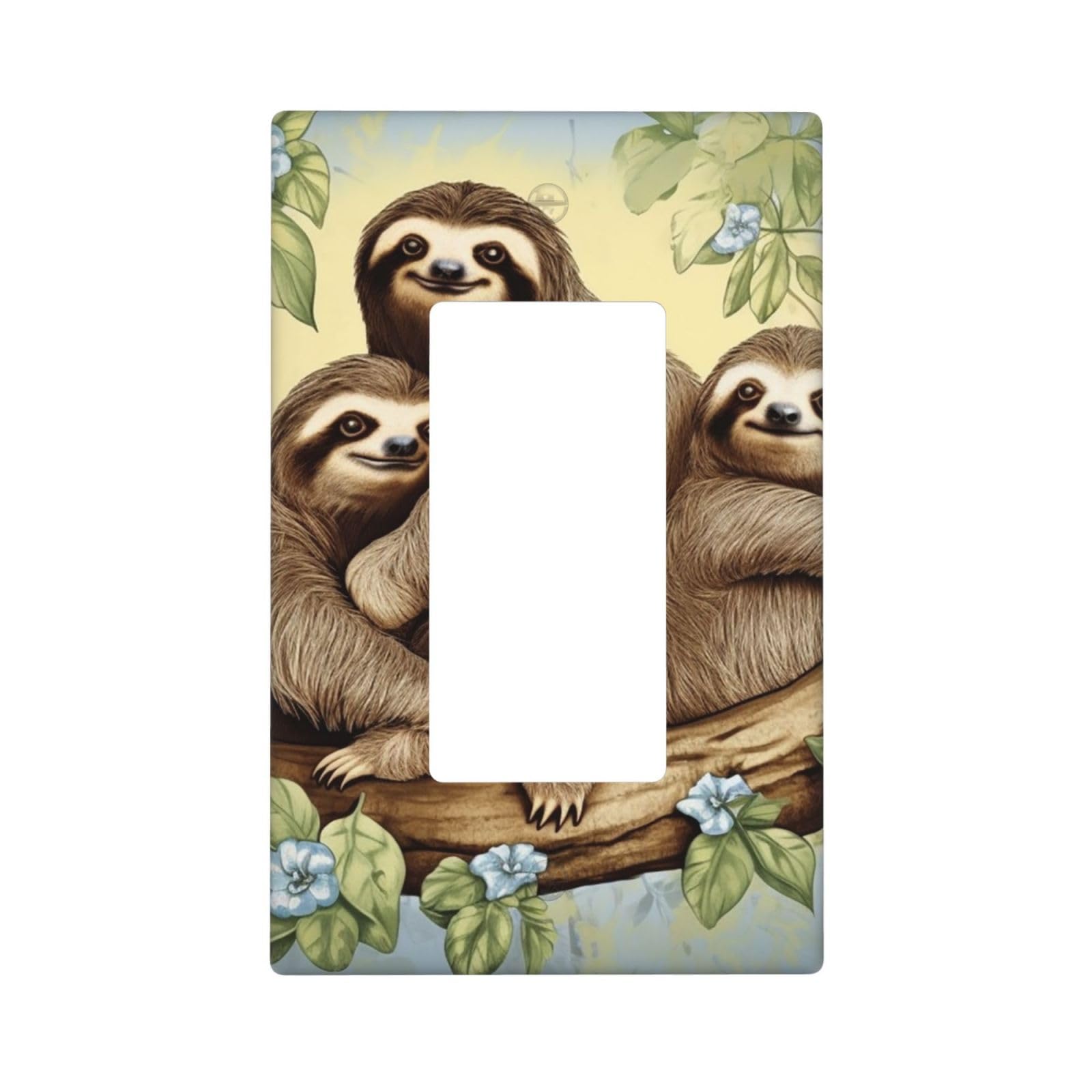 Decorator Wall Plate 1 Gang Light Switch Covers Decorator Receptacle Outlet Covers Sloth Family Wall Plates for Electrical Outlets Plug Cover Single Rocker Switch Plates