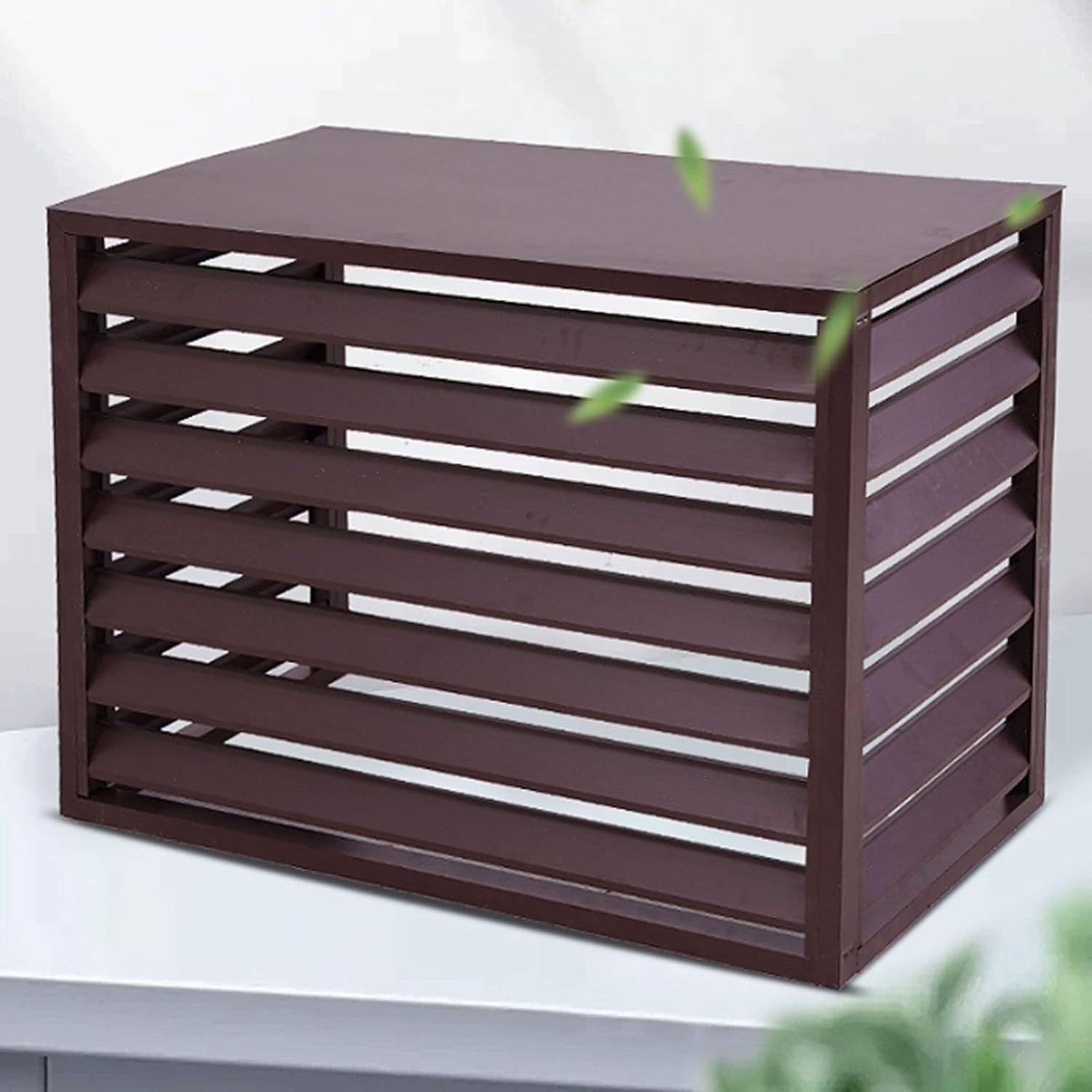 1.5p/3p Fence to Hide Air Conditioner,Outdoor Unit Mini Split Air Conditioner Cover,Aluminum Ac Covers,Outdoor Metal Privacy Fence BrownFlatRoof-110 * 60 * 80cm/43 * 24 * 32in