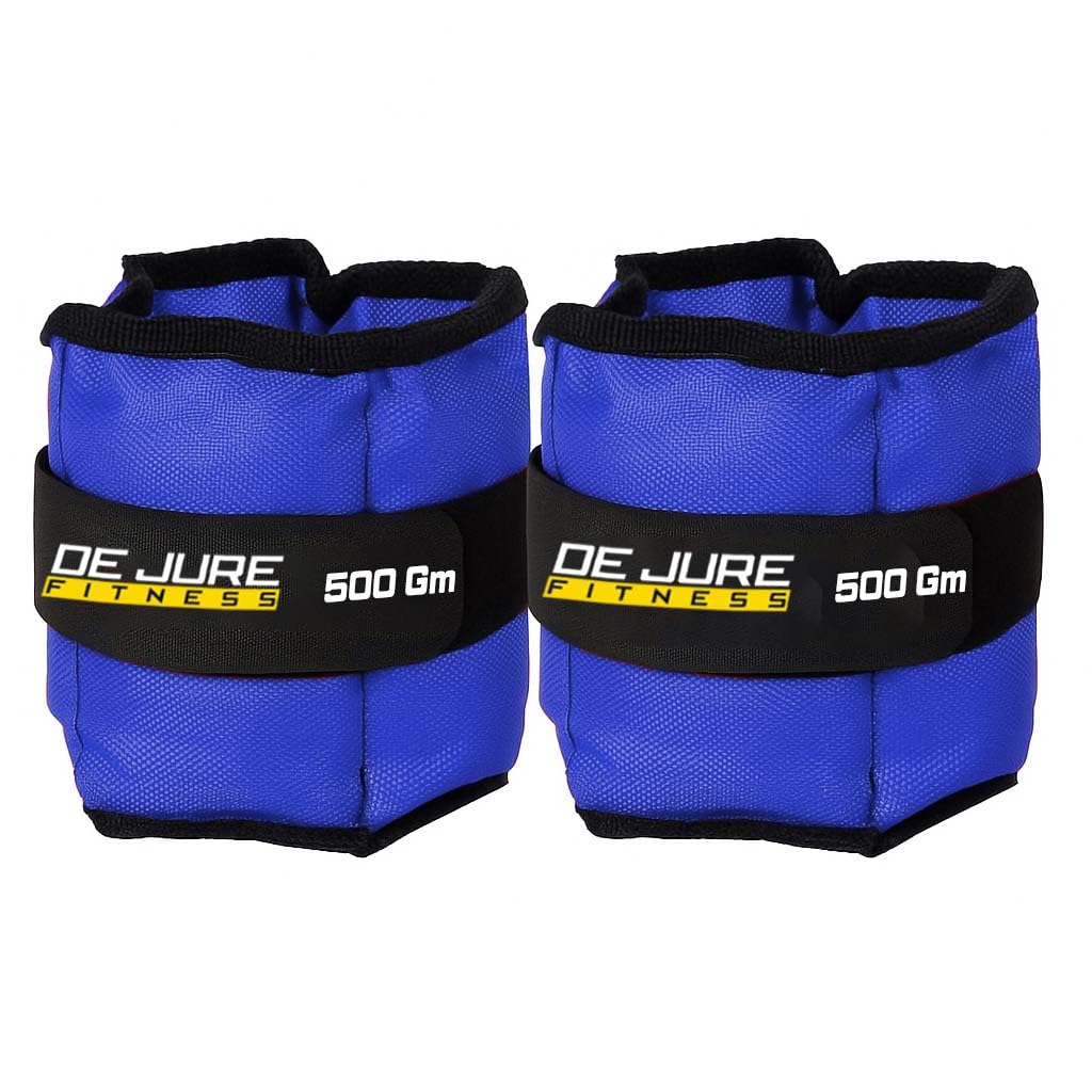 De Jure Fitness Adjustable Ankle & Wrist Weights Pair (0.5KG x 2) for Men & Women | Strength Training, Walking, Running, Workout, Yoga | Comfortable, Durable | Blue – 1KG