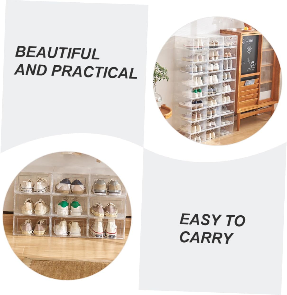 Shoe Stacker 6 Pcs Transparent Shoe Boxes Sturdy Plastic Simple to Use Storage Container