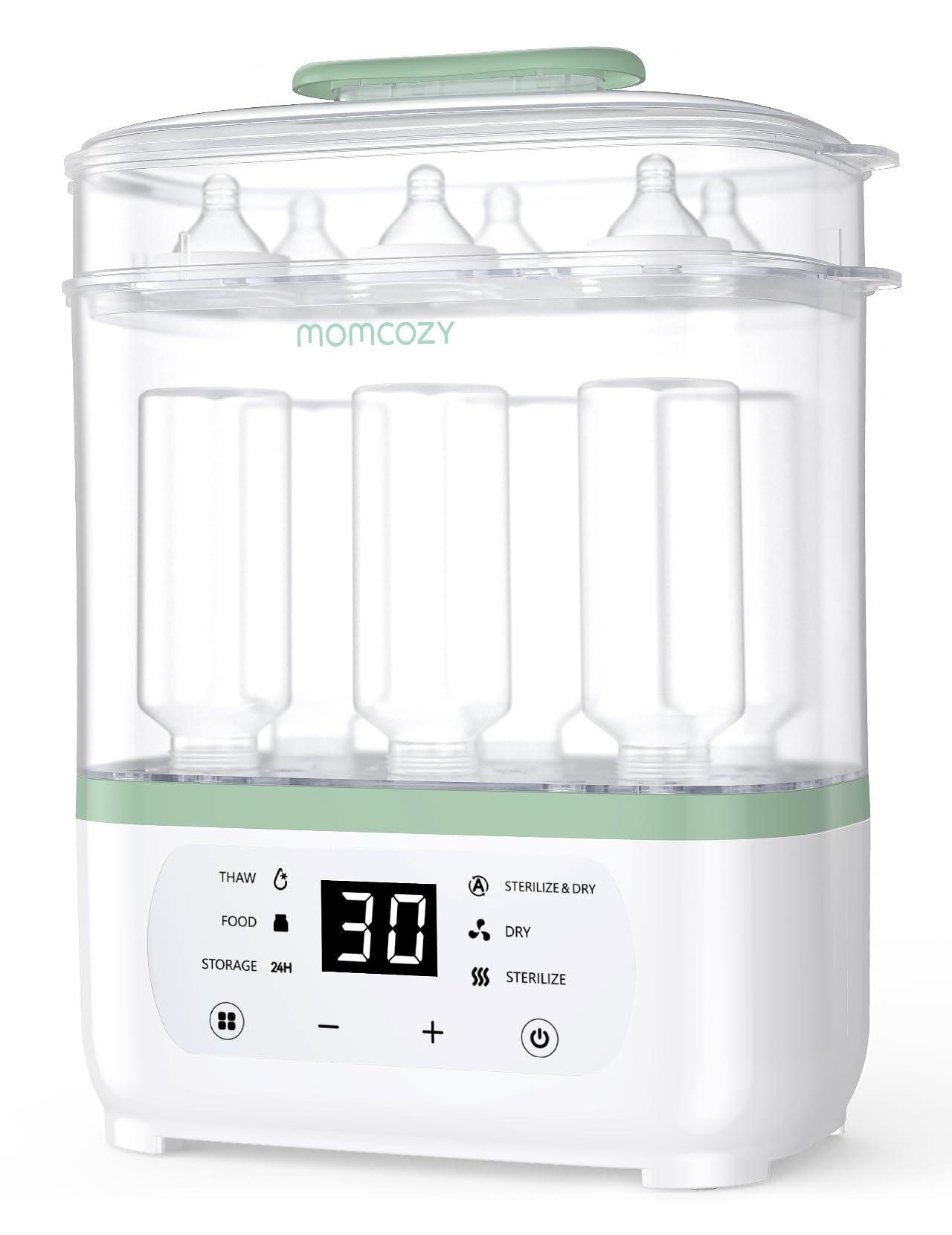 Momcozy Stérilisateur Biberons Électrique 2-en-1, 8 Bouteilles, 30 Min | Séchoir, Séchage rapide, Tire-lait, Tétines, Jouets, Multifonction, Compact, Bébé, Nouveau-né, Sans BPA, Hygiène, Cadeau, Lot