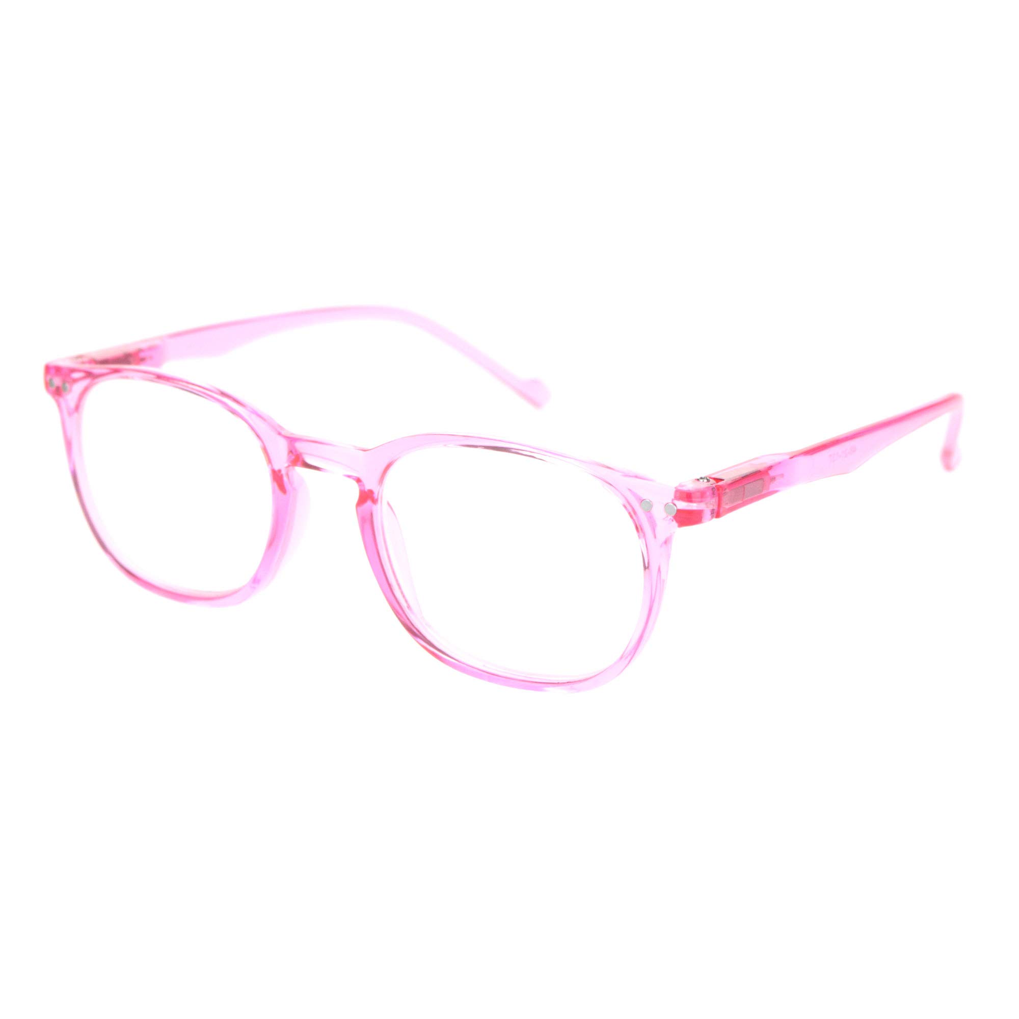 SA106 Thin Plastic Keyhole Rectangle Hipster Design Reading Glasses Pink +2.0