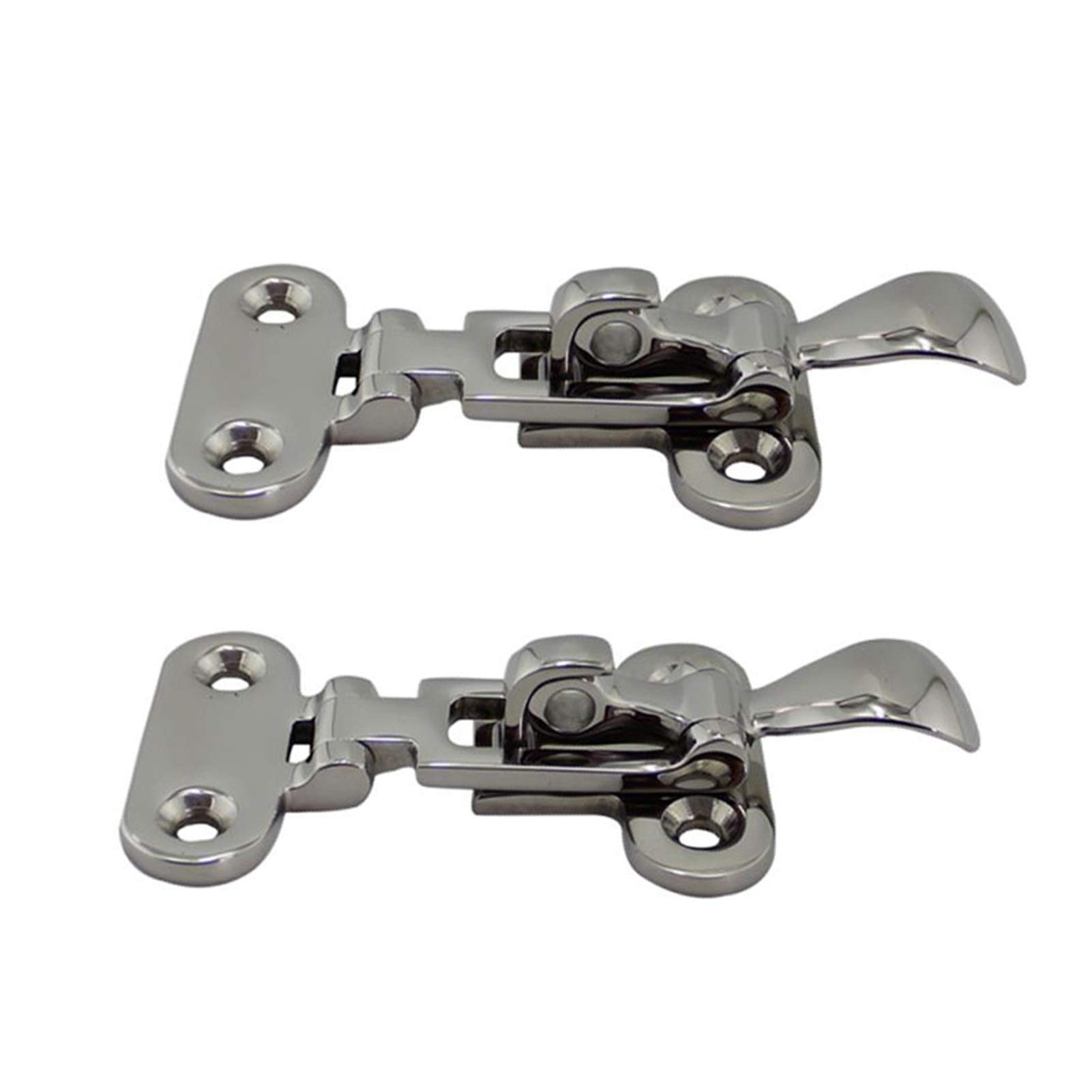 SHALLEZSOU Key Hasp Lock 2Pcs Marine Boat Deck Lock Hasp 316 Stainless Steel Hold Down Clamp Anti-Rattle Latch Fastener for Yacht