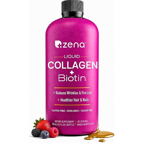 Zena Nutrition Premium Liquid Collagen for Women, Healthier Your Skin, Hair & Nail, Verisol Collagen Liquid, Biotin and Collagen Supplements for Women - 20oz