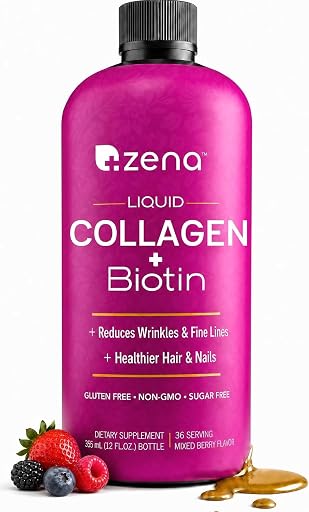 Zena Nutrition Premium Liquid Collagen for Women, Healthier Your Skin, Hair & Nail, Verisol Collagen Liquid, Biotin and Collagen Supplements for Women - 20oz