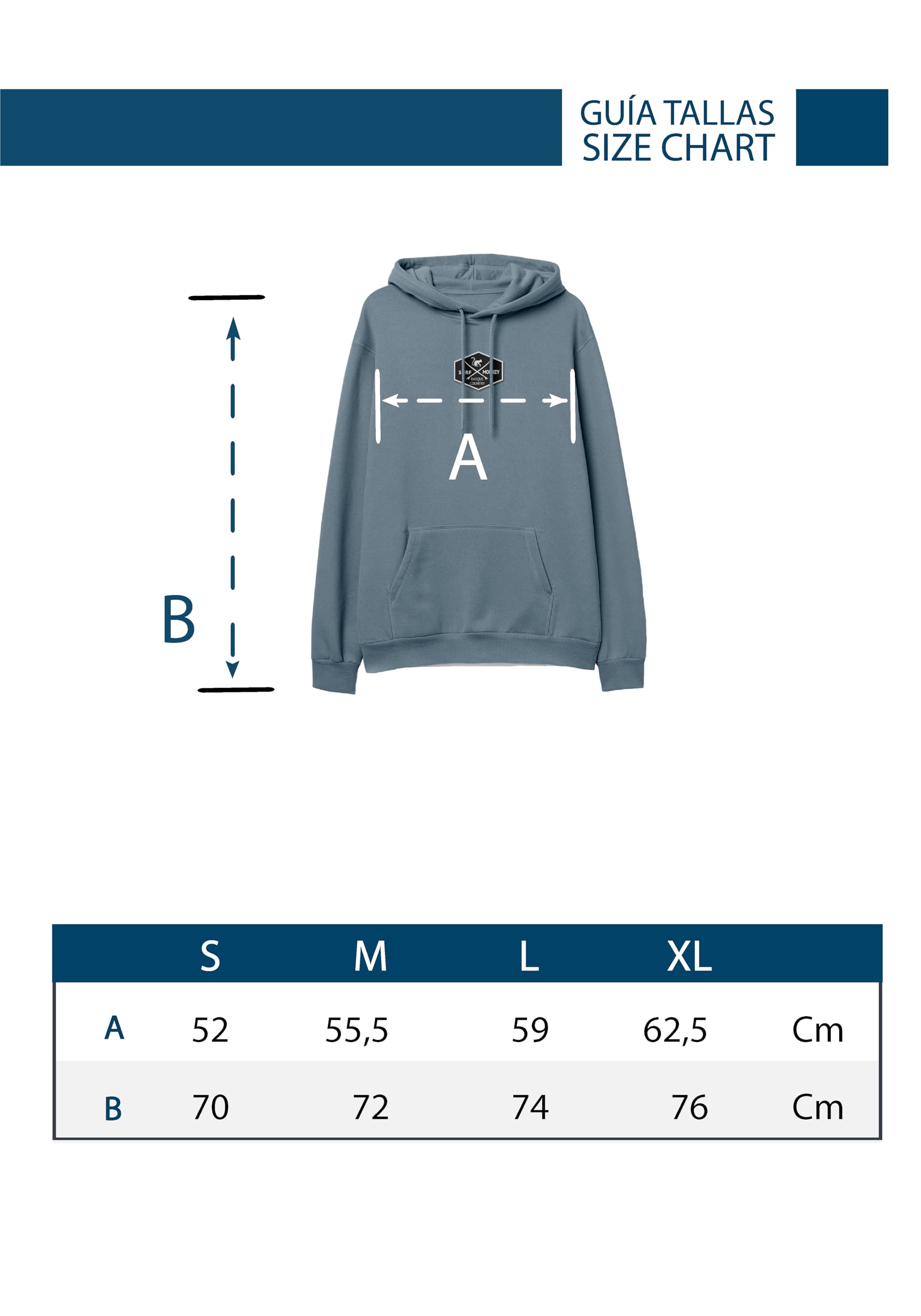 Surf Monkey Sudadera con Capucha y Bolsillo Canguro Hombre/Mujer - Parche Central