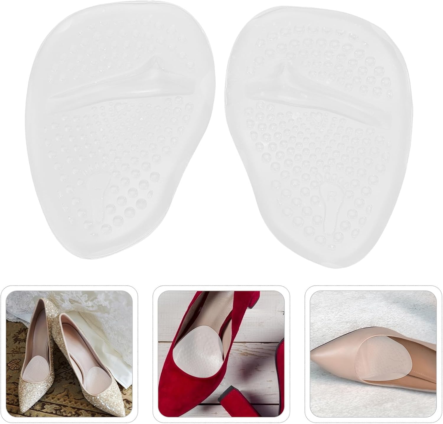 Didiseaon 10 Pairs Silicone High Heel Insoles Forefoot Cushion Pads Non-Slip Ball of Foot Inserts Shock Absorption Foot Support for Women’s Shoes Comfort