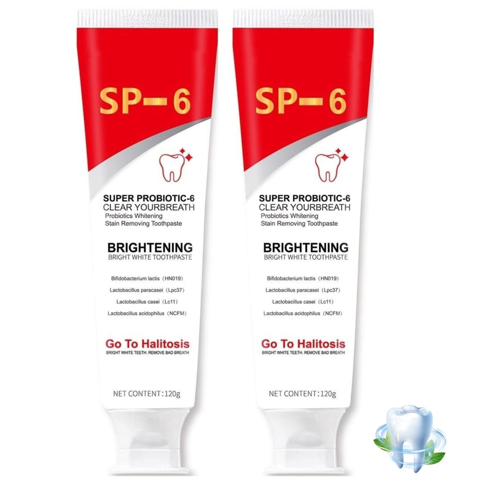 2PCS SP-6 Toothpaste, SP6 Probiotic Toothpaste, Fresh Breath, Deep Cleaning Care