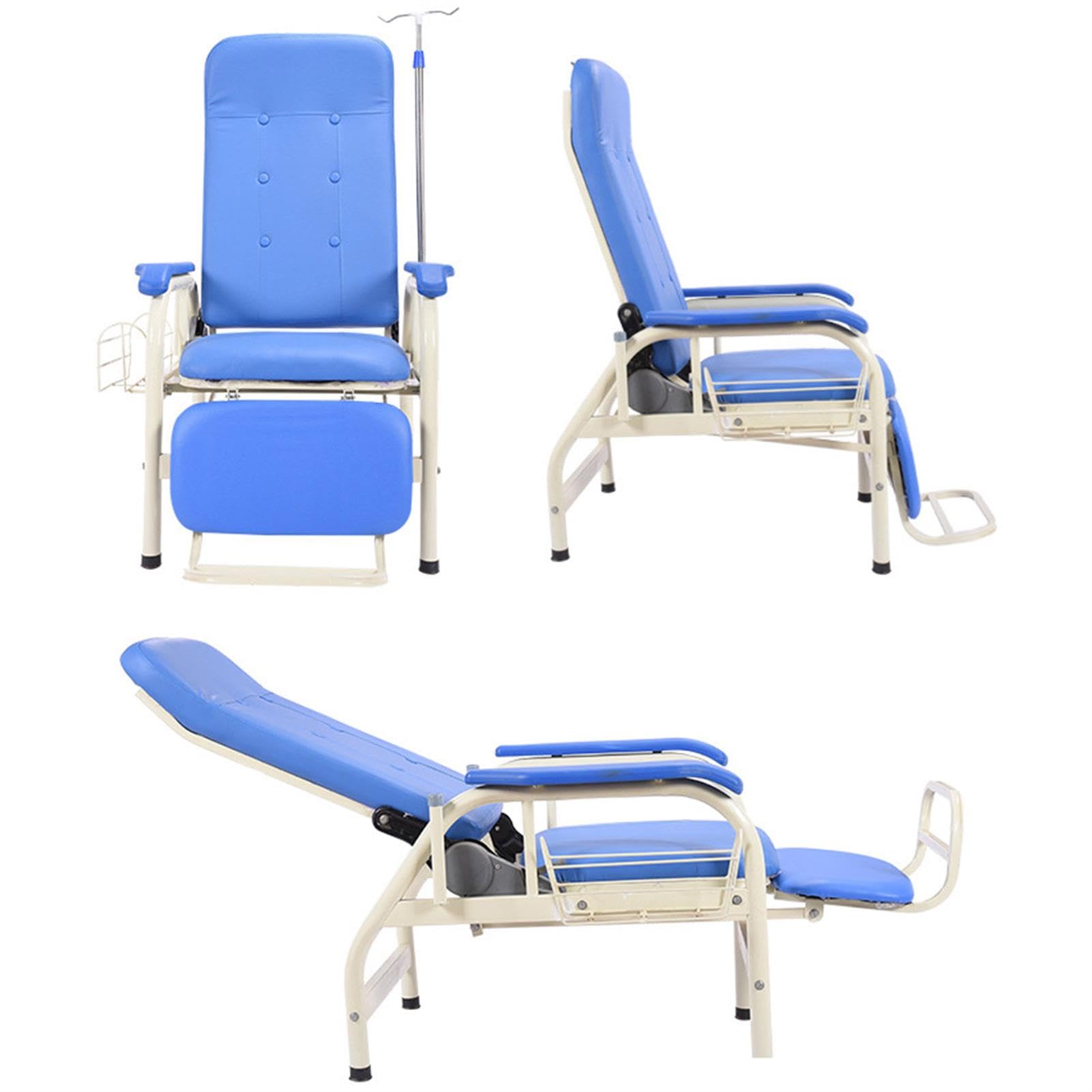 Generico Poltrona per prelievi ematici con Struttura in Acciaio e Supporto per flebo Regolabile, Ideale per Laboratori e cliniche mediche (Bianca, Semi-reclinata)
