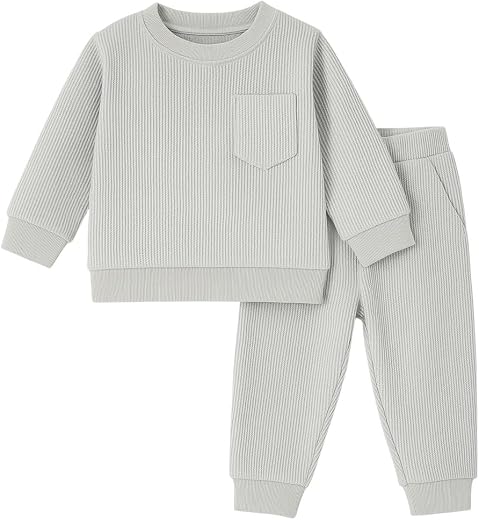 HuggleBug Kids Stylish Cotton Waffle Co-ord Set | Trendy Top & Joggers | Ultra-Soft, Breathable Loungewear| Perfect Casual...