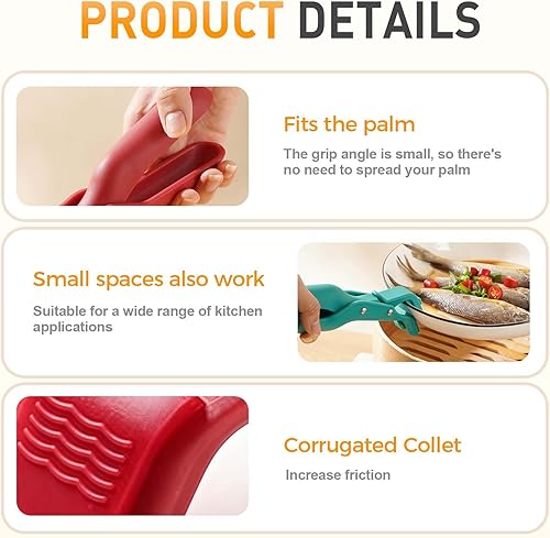 Miniatura 4 de 3 pinzas para platos calientes, agarre multiusos mejorado para platos de cocina (3 colores-B)