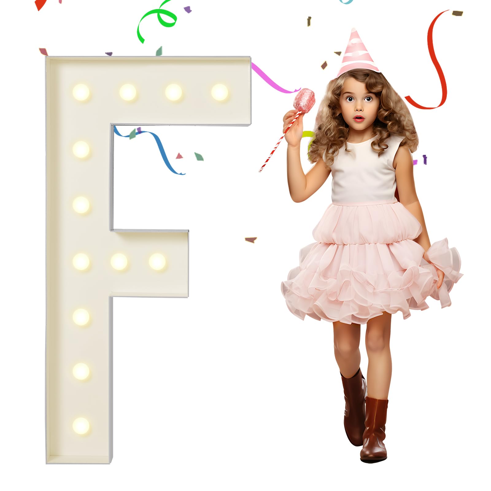 eufony Marquee Letters 4 Feet Tall, 4 FT Marquee Light Up Letters, Giant Light Up Letters 4FT for Birthday Party Baby Shower Gender Reveal Graduation Decorations, Letter F with LED Lights DIY Kit