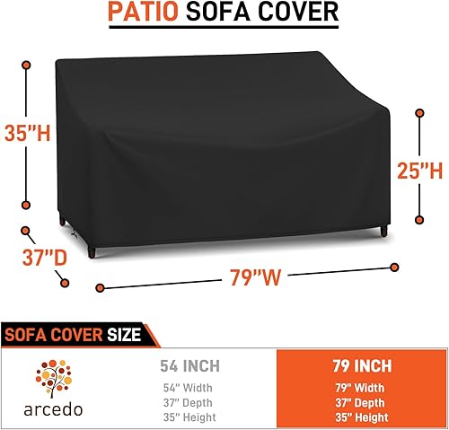 Miniatura 3 de Arcedo Funda impermeable para muebles de 3 plazas, funda de sofá de exterior para sofá de patio, protección para todo tipo de clima, para asiento de
