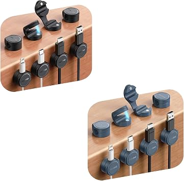 16-Pack Silicone Cord Organizer Magnetic Cable Clips, Adhesive Cable Management Under Desk Wire Hider, FLYLEAD Desktop Cable Organizer for Phone, Office Workspaces Desk Organization Home Accessories
