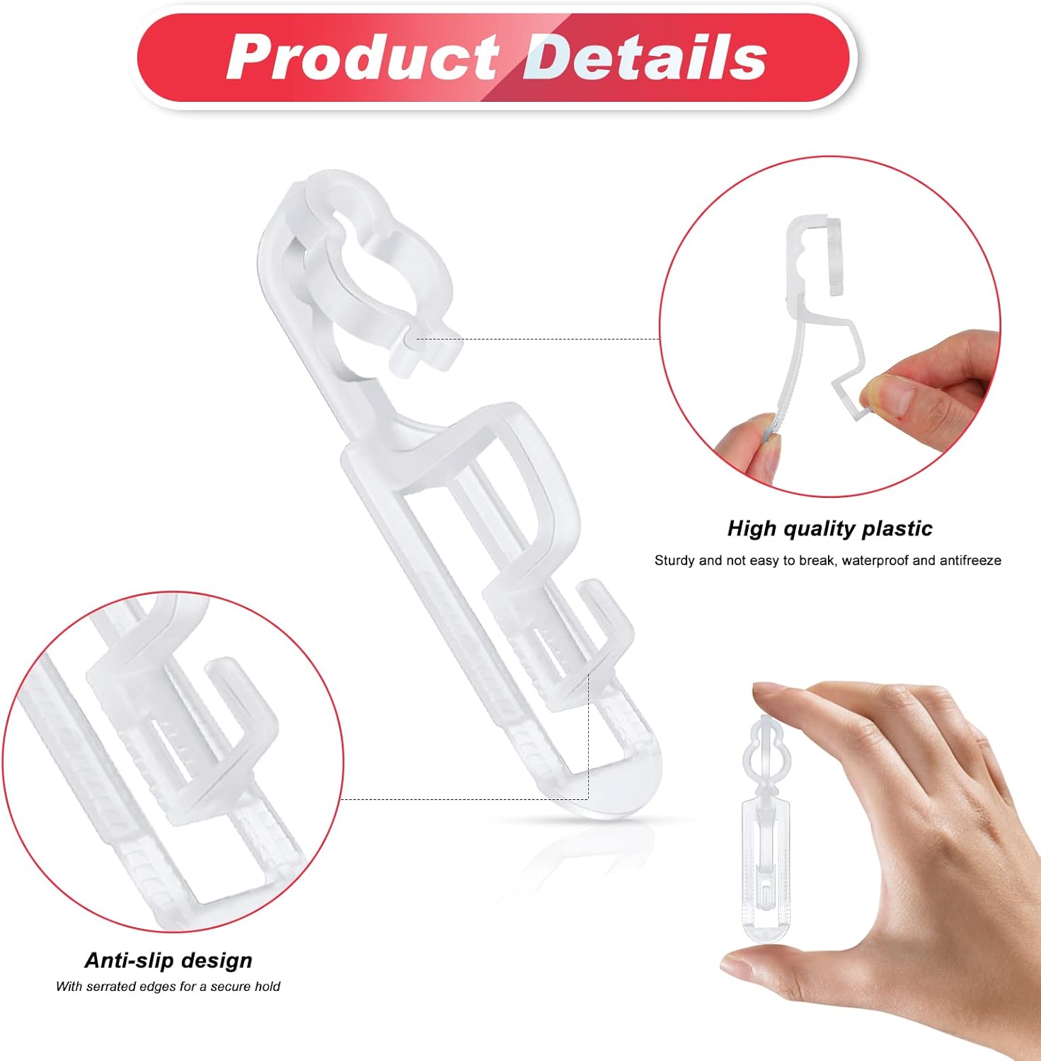 Blulu 300 Pcs Christmas Light Clips All Purpose Gutter Light Clips Outdoor for C7 C9 C6 and Mini String Lights Holiday Light Plastic Clips Christmas Light Hooks for Outside Roof Gutter Shingle Fence