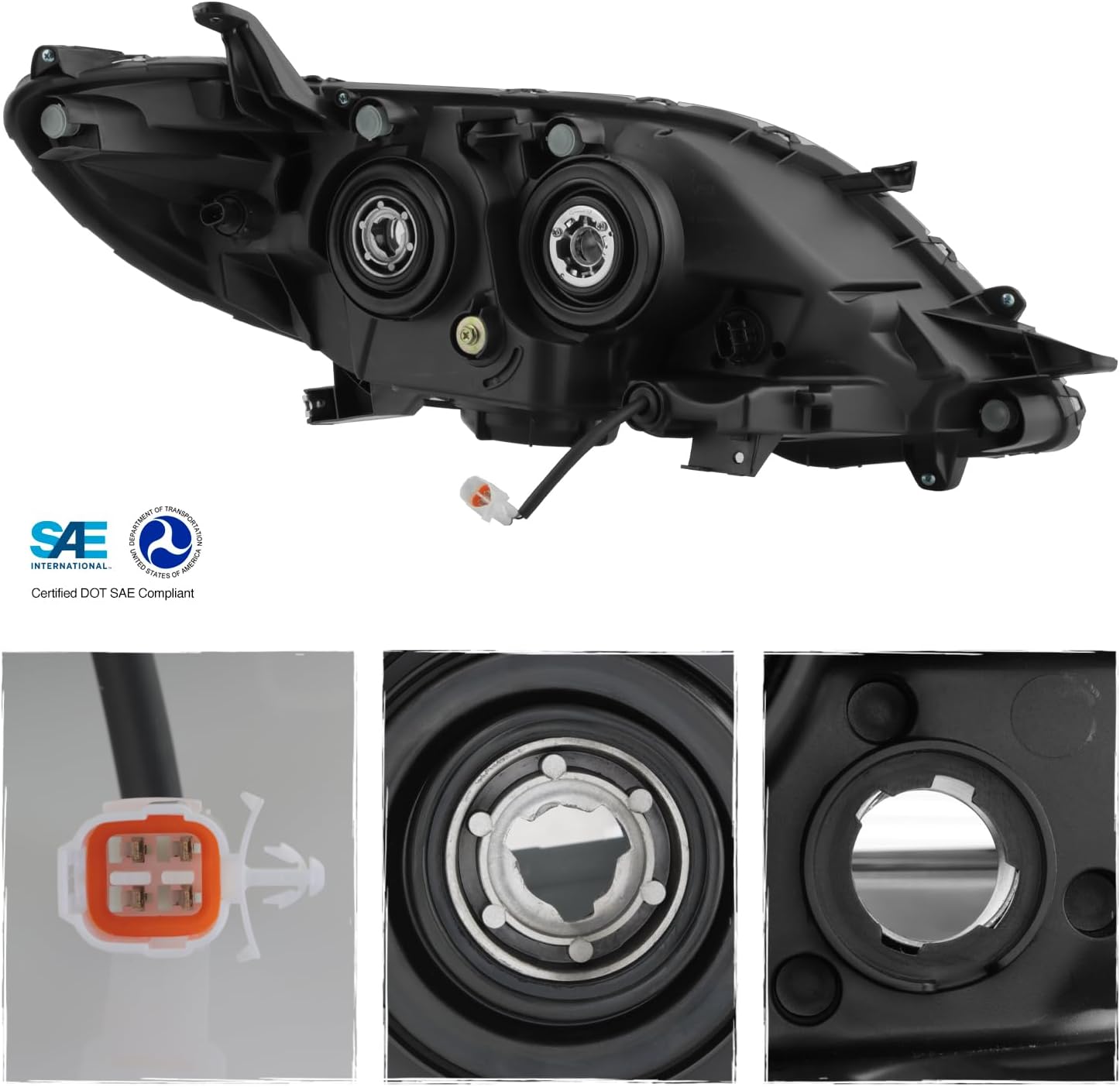AKKON - Fits 2020 Toyota Sienna SE Projector Black Headlight Headlamp Passenger Right Side w/LED DRL Running Lamp