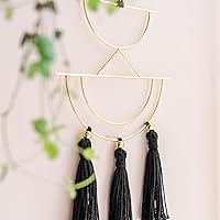 Vista 4 de Mkono 2 piezas pequeñas de macramé para colgar en la pared, decoración bohemia con anillo de metal dorado para dormitorio, sala de estar, cuarto