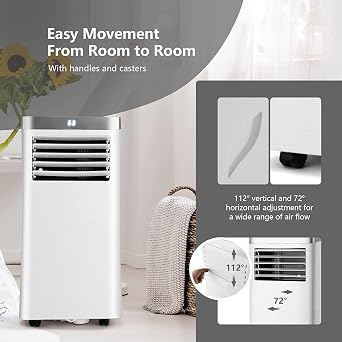PETSITE Portable Air Conditioner, 8000 BTU AC Cooling Unit with Remote Control, 3-in-1 Air Conditioners with Dehumidifying, Fan & Air Cooler Function, Cools Up to 230 sq.ft