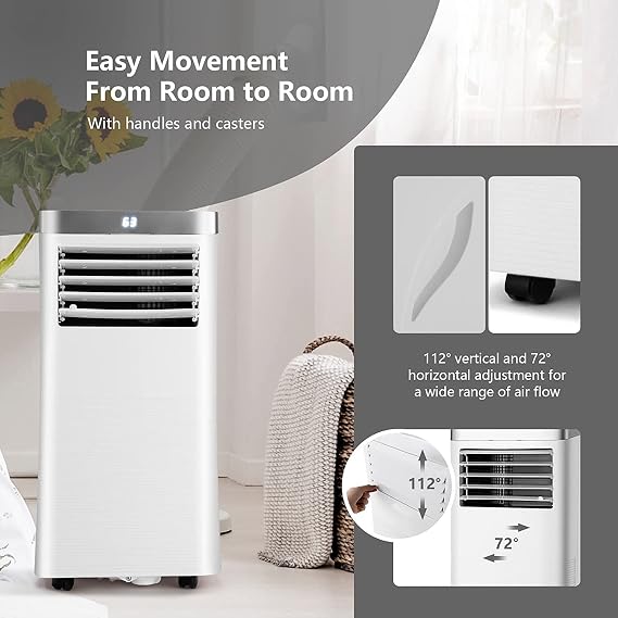 PETSITE Portable Air Conditioner, 8000 BTU AC Cooling Unit with Remote Control, 3-in-1 Air Conditioners with Dehumidifying, Fan & Air Cooler Function, Cools Up to 230 sq.ft