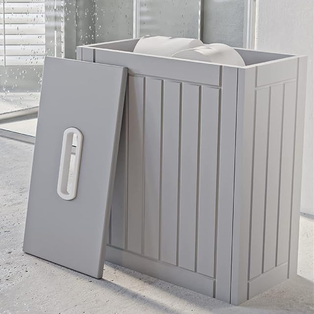 Panana Slim Wooden Bathroom Storage Unit, Free Standing Toilet Roll Paper Cabinet, Small Bathroom Storage Box, Cleaning Tidy Box Cleaning Products Organiser
