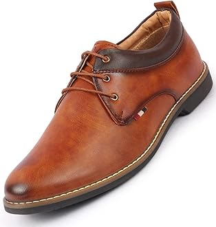 FAUSTO Men's Formal Lace Up Oxford Shoes with TPR Welted Sole