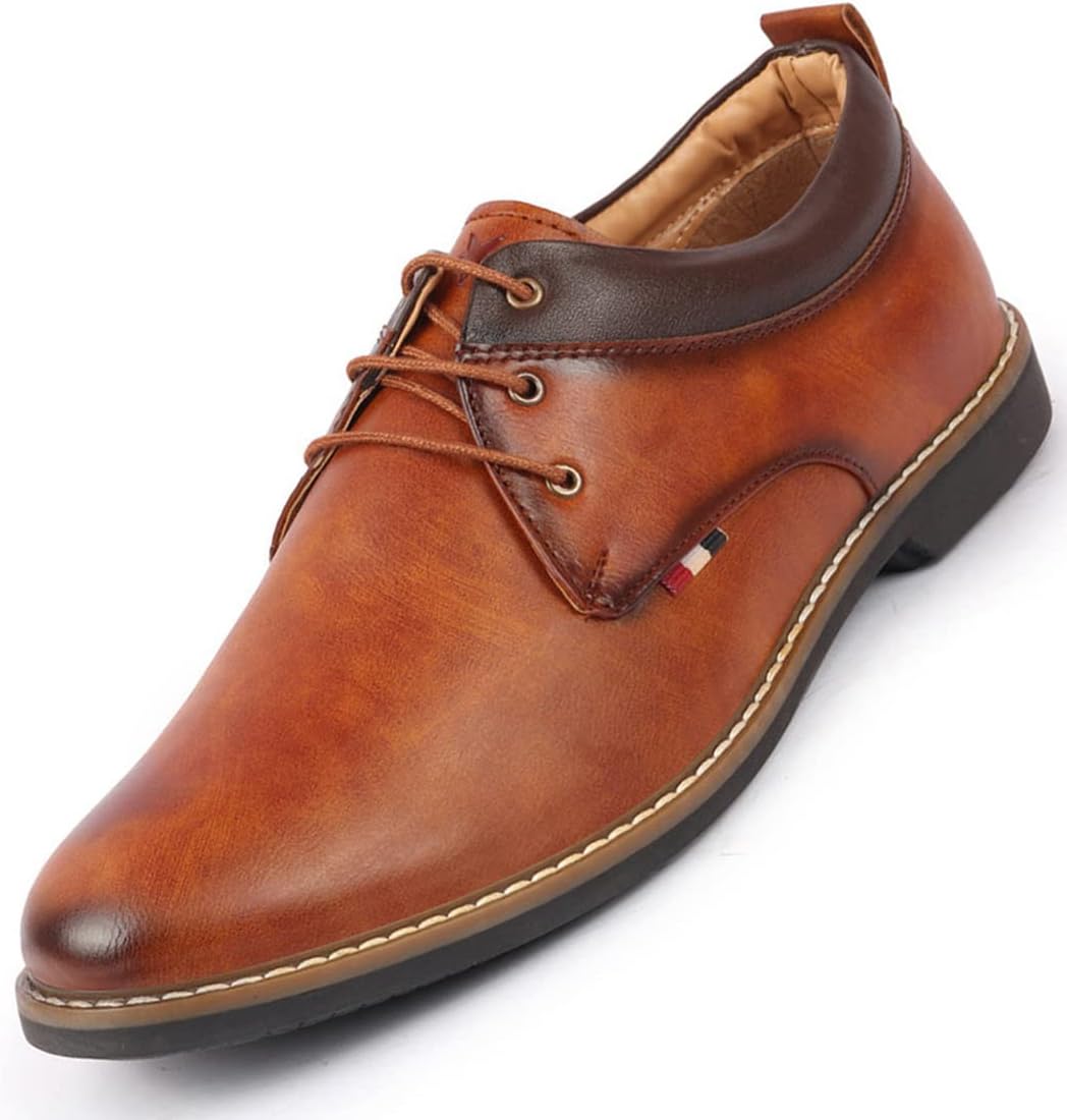 FAUSTOMen's Formal Lace Up Oxford Shoes with TPR Welted Sole