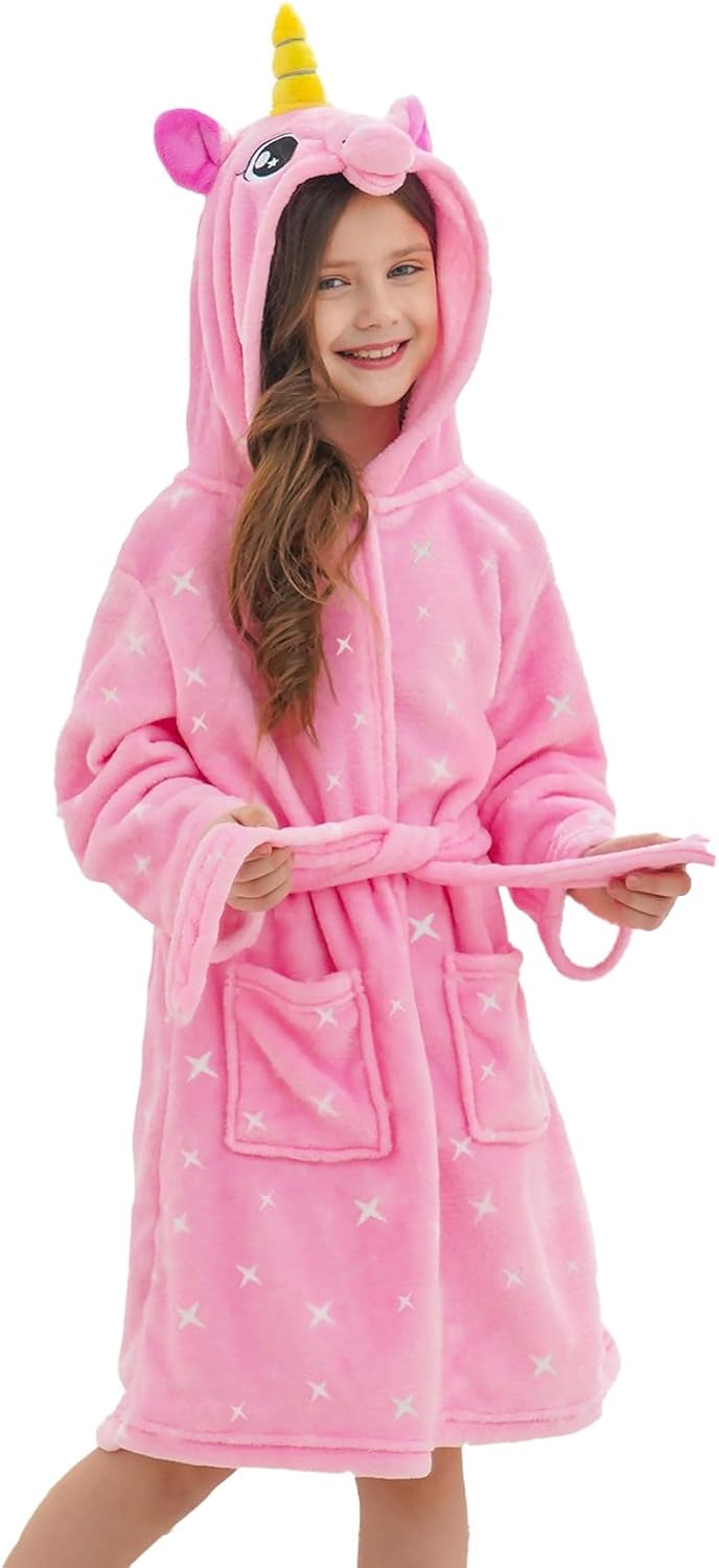 Doctor Unicorn Soft Unicorn Hooded Bathrobe Sleepwear - Unicorn Gifts for Girls