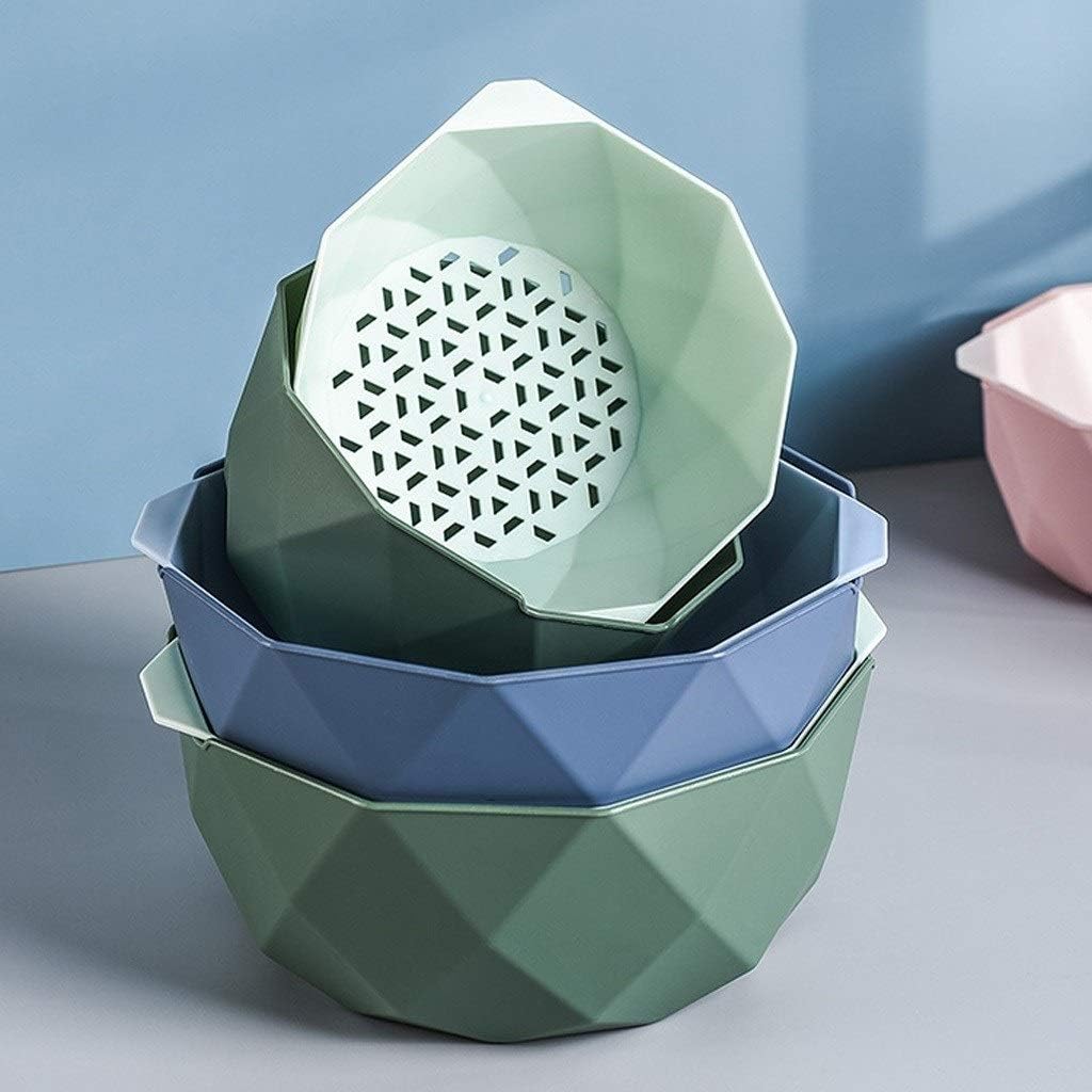 Plastic Colander/Strainer, Household Double-layer Filter Colander with Double Handle for Pasta Vegetables and Fruits, 2 Pack(C,21 * 9.5cm)